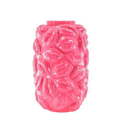 Vase - Kisses - Ceramic - Neon Pink - 17 x 17 x 27 cm