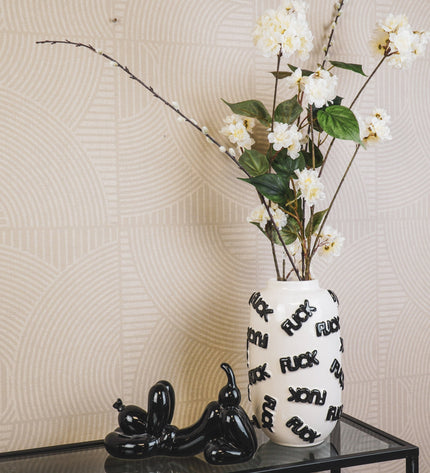 Vase - 'FUCK' - Ceramics - White/Black - 17x17x27cm