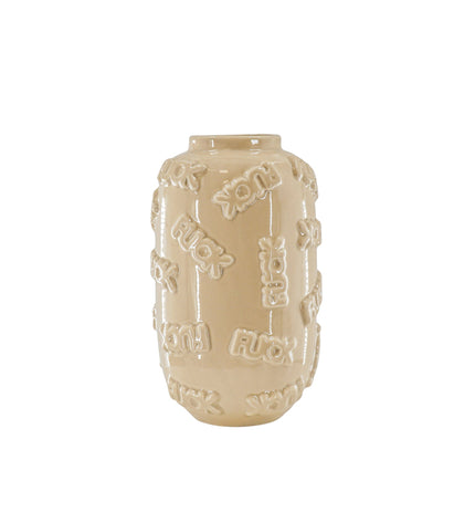 Vase - 'FUCK' - Ceramics - Beige - 17x17x27cm
