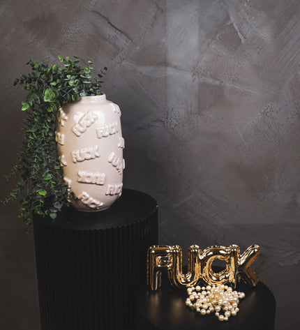 Vase - 'FUCK' - Ceramics - Beige - 17x17x27cm