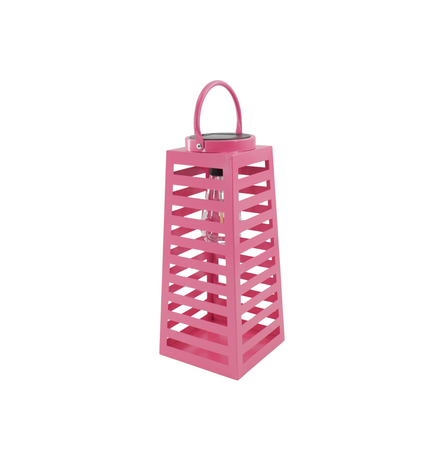 Lamp - Lantern - Solar - Metal - Pink - 14 x 32.5 cm