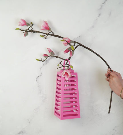 Lamp - Lantern - Solar - Metal - Pink - 14 x 32.5 cm