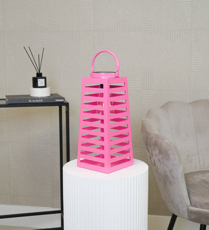 Lamp - Lantern - Solar - Metal - Pink - 14 x 32.5 cm