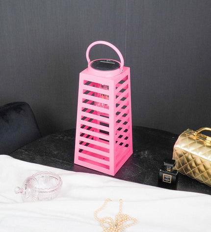 Lamp - Lantern - Solar - Metal - Pink - 14 x 32.5 cm