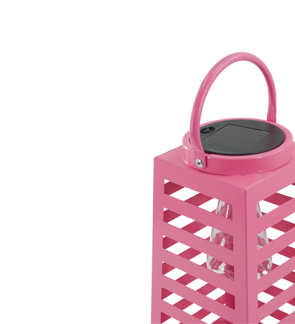 Lamp - Lantern - Solar - Metal - Pink - 14 x 32.5 cm