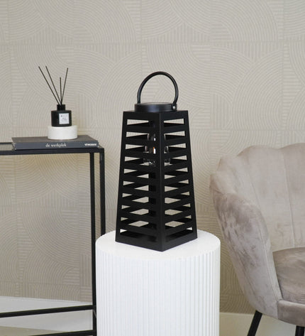 Lamp - Lantern - Solar - Metal - Black - 14 x 32.5 cm