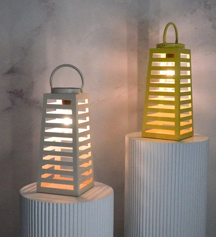 Lamp - Lantern - Solar - Metal - Yellow - 14 x 32.5 cm