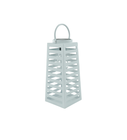 Lamp - Lantern - Solar-powered - Metal - White - 14 x 32.5 cm
