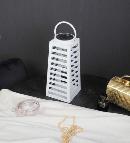 Lamp - Lantern - Solar-powered - Metal - White - 14 x 32.5 cm