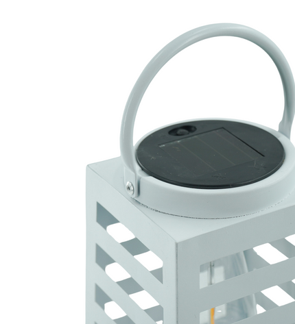 Lamp - Lantern - Solar-powered - Metal - White - 14 x 32.5 cm