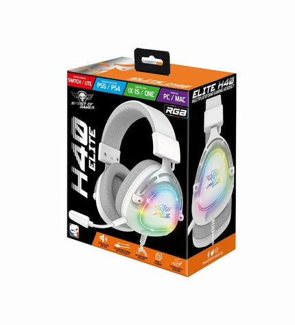 Spirit of Gamer Elite H-40 gaming headset with microphone, black and red, designed for plug-and-play use on gaming consoles.