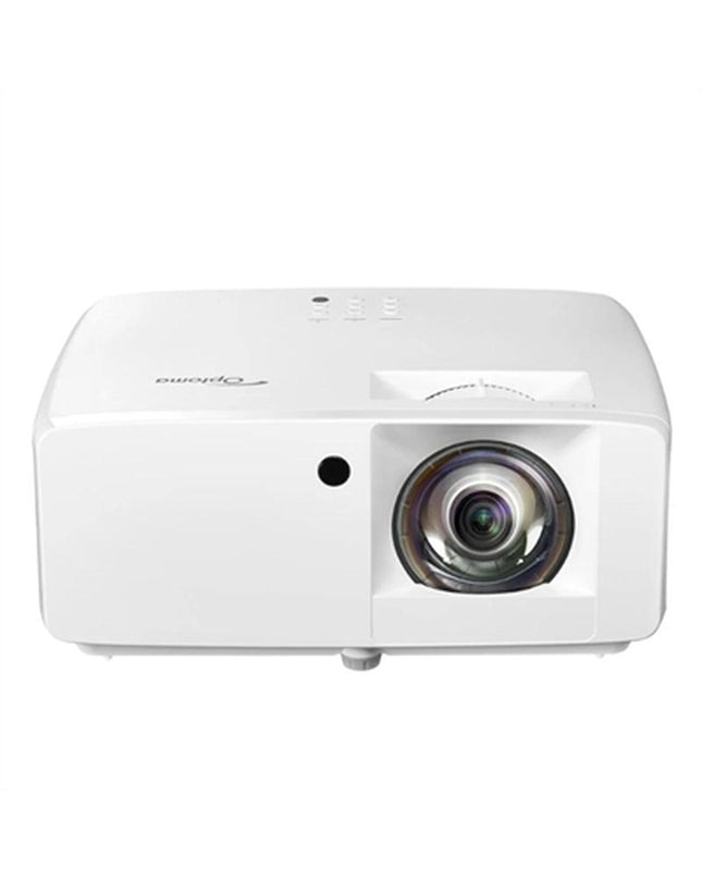 Optoma ZX350ST XGA projector showing front view with lens and control buttons, perfect for home cinema and electronics setup.