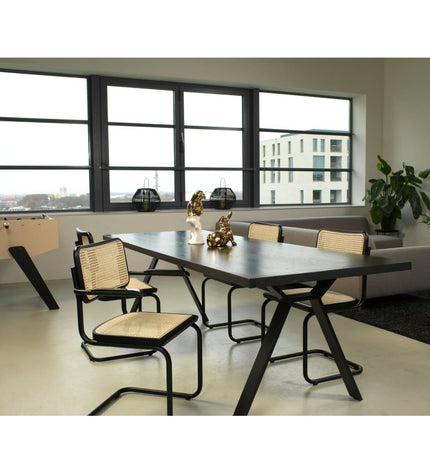 Workliving Bas Eetkamerstoel - Rotan Design Zwart