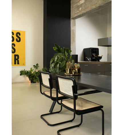 Workliving Low Dining Chair - Black Rattan Design