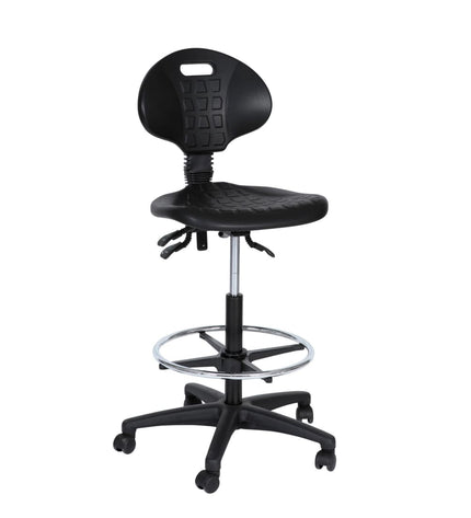 Workliving werkstoel B PUR hoog - nylon onderstel - wielen - voetenring - balie- en kassastoel - (ongemonteerd)