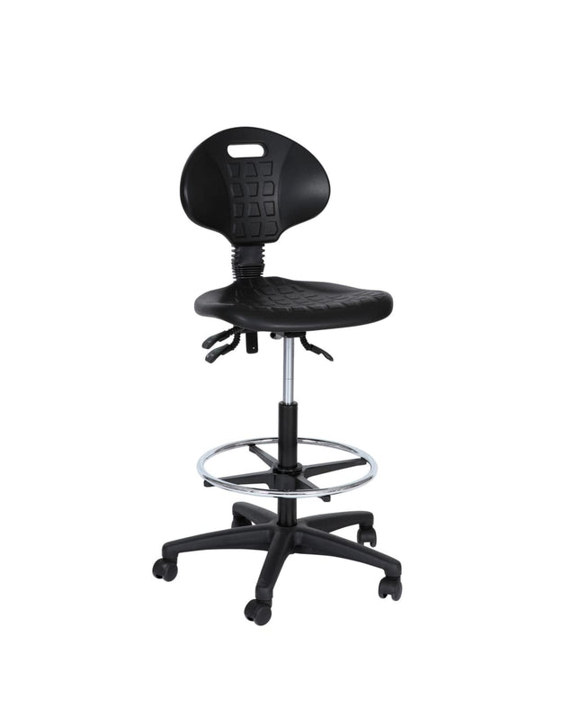 Workliving werkstoel B PUR hoog - nylon onderstel - wielen - voetenring - balie- en kassastoel - (ongemonteerd)