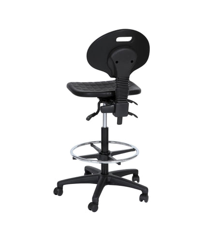 Workliving werkstoel B PUR hoog - nylon onderstel - wielen - voetenring - balie- en kassastoel - (ongemonteerd)