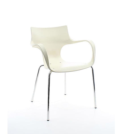 Workliving Stapelbare Stoel Jim - Vanille Aluminium Onderstel