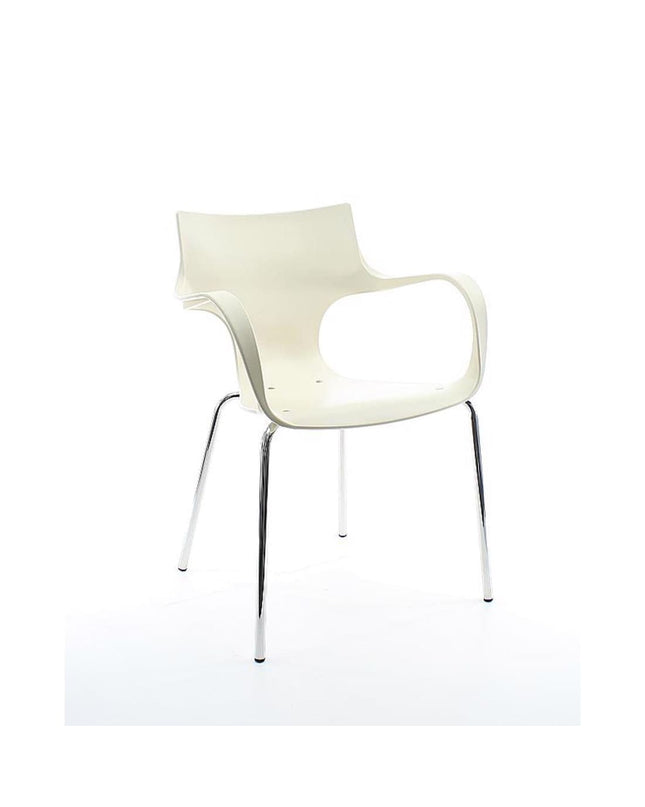 Workliving Stapelbare Stoel Jim - Vanille Aluminium Onderstel