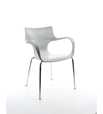 Workliving stapelbare stoel Jim - middengrijs, aluminium onderstel