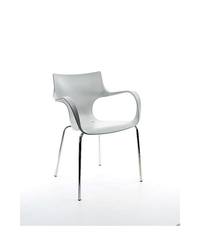 Workliving stapelbare stoel Jim - middengrijs, aluminium onderstel