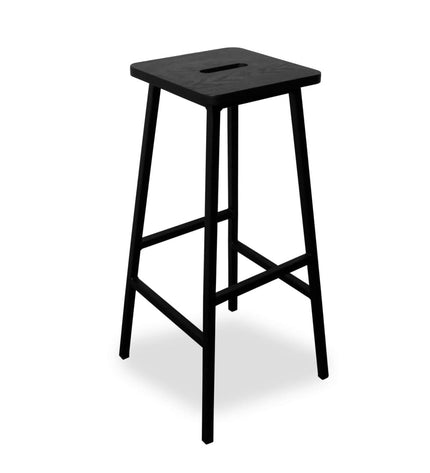 "Workliving Bar Stool Solid Black Oak Bike"
