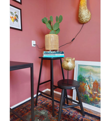 "Workliving Bar Stool Solid Black Oak Bike"