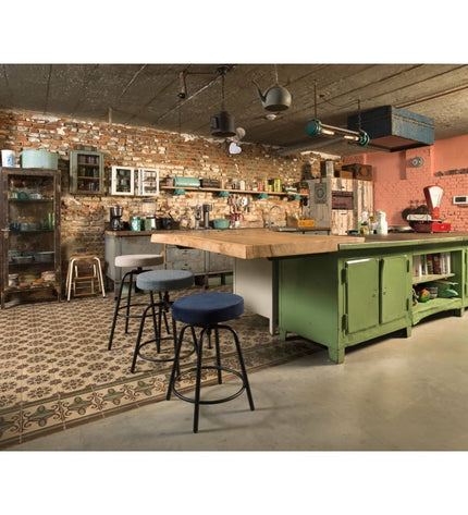 Workliving Bar Stool Low Round - Velvet Earth Forest