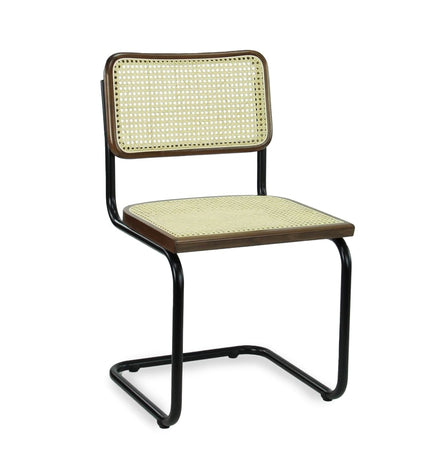 Workliving Bas Eetkamerstoel - Rotan Design Walnoot / Zwart
