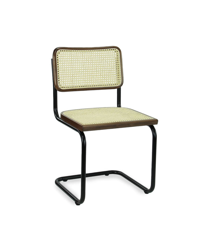 Workliving Bas Eetkamerstoel - Rotan Design Walnoot / Zwart