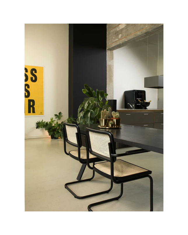 Workliving Bas Eetkamerstoel - Rotan Design Walnoot / Zwart
