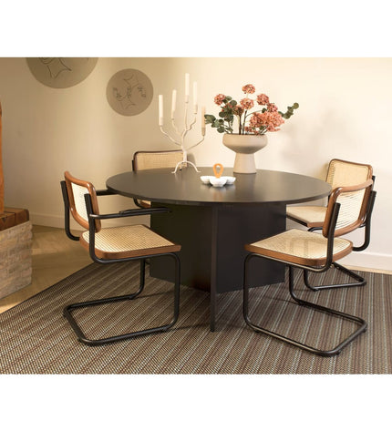 Workliving Bas Eetkamerstoel - Rotan Design Walnoot / Zwart