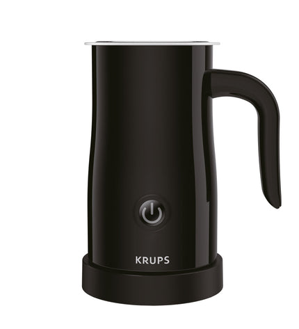 Krups XL1008 black milk frother with 500W power and 150ml capacity, designed for home kitchen use, small electric appliance.