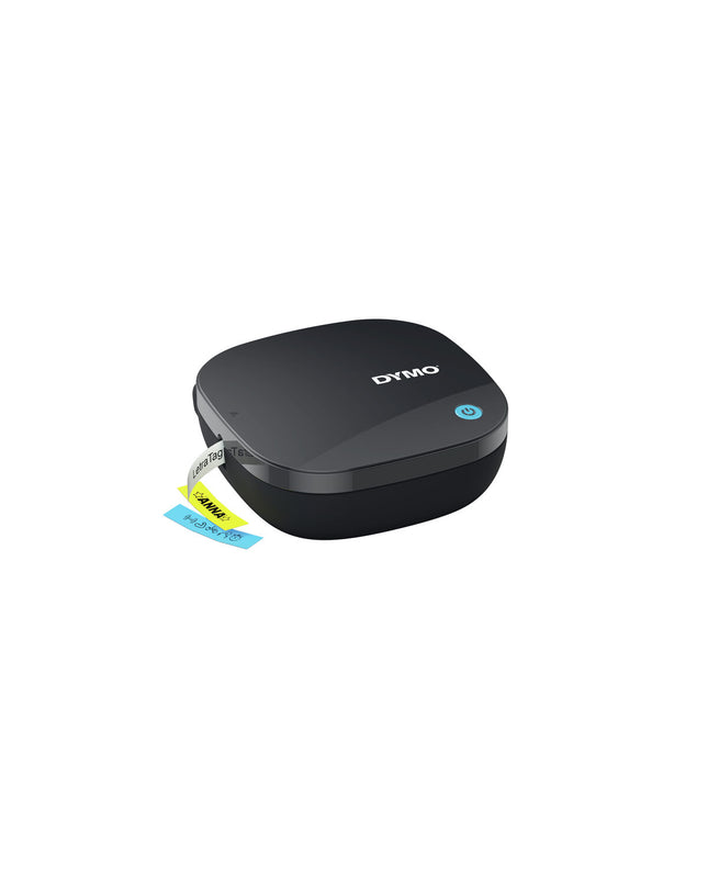 Dymo electric label maker model 2172855, compact office electronic device for printing labels and organizing workspace.