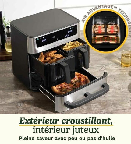 Cuisinart black 2400W deep fryer with digital controls, compact kitchen appliance for frying food efficiently.