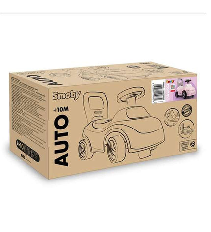 Smoby Loopauto Zwart Roze 2-in-1 speelgoed voor sport en openlucht, geschikt voor jonge kinderen, met roze en zwarte details.