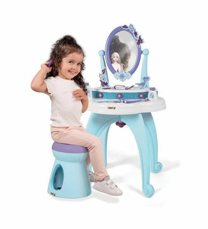 Smoby children's toy toilet with a matching bench, made of colorful plastic, designed for pretend play in role-playing games.