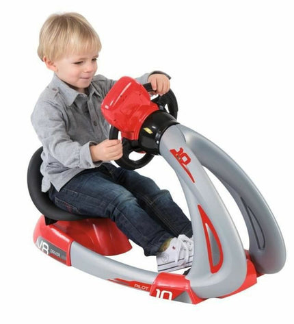 Smoby Pilot V8 Driver rijsimulator with holder, gray plastic toy for outdoor play and sports activities, realistic driving experience
