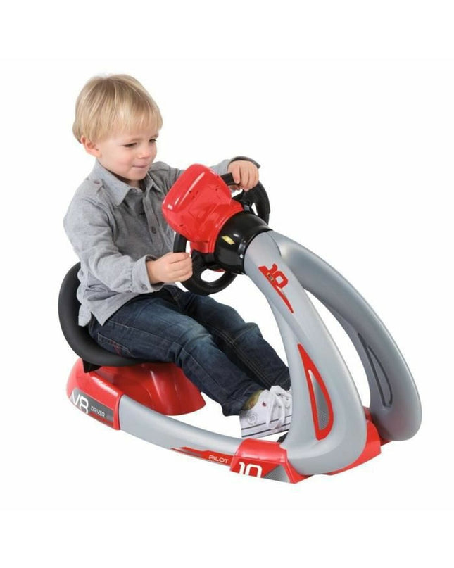 Smoby Pilot V8 Driver rijsimulator with holder, gray plastic toy for outdoor play and sports activities, realistic driving experience