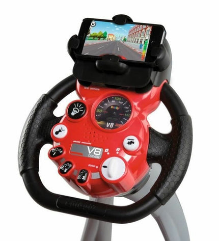 Smoby Pilot V8 Driver rijsimulator with grey holder, toy driving game for outdoor and sports play.