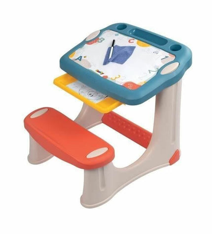 Blue Smoby Rek Smoby Magic desk for children, featuring a playful house and kitchen furniture design with colorful details.