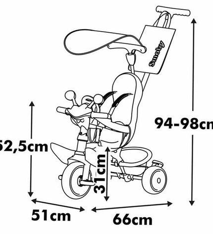 Pink Smoby three-wheeled scooter toy for children, designed for outdoor play and active fun.