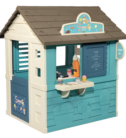 Simba Sweety Corner children's playhouse in pink with windows and door, measuring 105 x 110 x 127 cm for outdoor play.
