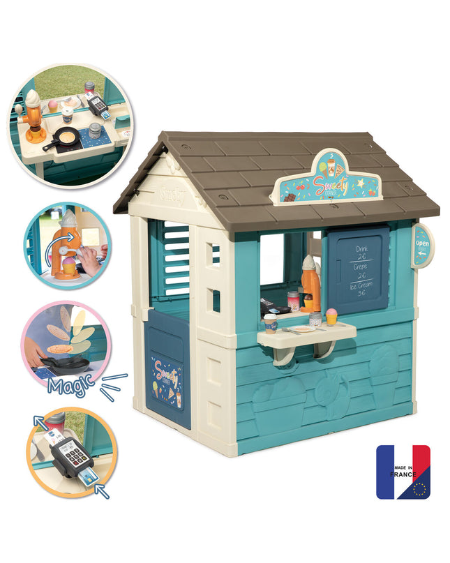 Simba Speelgoedhuis voor kinderen in Sweety Corner, outdoor playhouse with colorful windows and door, suitable for kids' outdoor fun