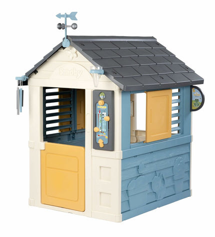 Smoby 4 Seasons children's playhouse in colorful plastic, measuring 102.7 x 121.8 x 143.4 cm, for outdoor fun.