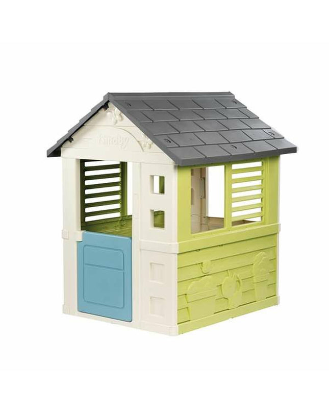 Smoby Jolie children's playhouse with colorful exterior and open door, ideal for outdoor play and imaginative fun.