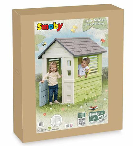 Smoby Jolie children's playhouse made of colorful plastic, suitable for outdoor play and imaginative games.