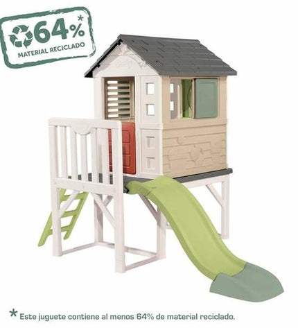 Smoby children's playhouse for outdoor fun, featuring colorful windows and a small door, ideal for outdoor play and imagination.