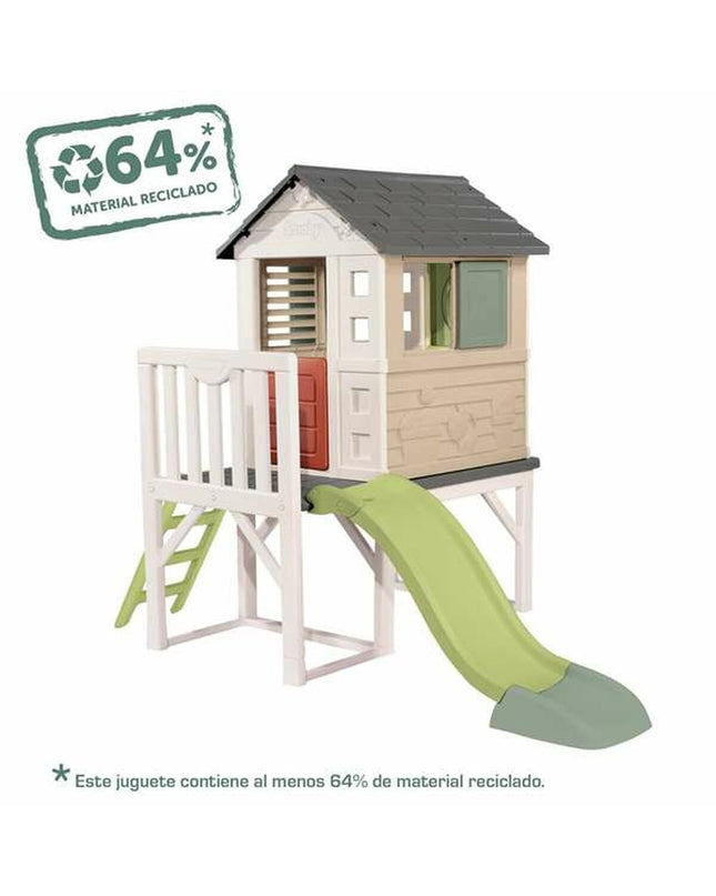 Smoby children's playhouse for outdoor fun, featuring colorful windows and a small door, ideal for outdoor play and imagination.