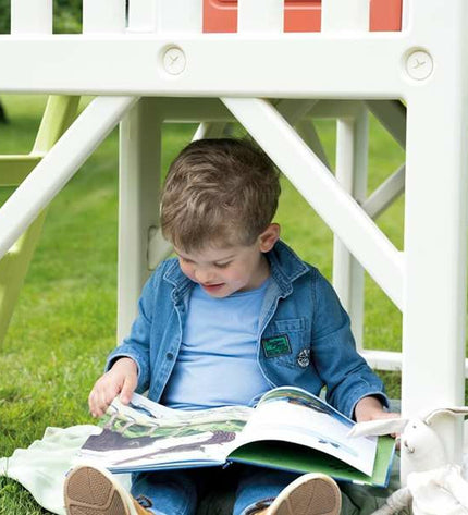 Colorful kids' playhouse by Smoby, suitable for outdoor play and imaginative fun in the garden or backyard.